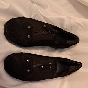 Stuart Weitzman Black Suede Slip-On Shoes